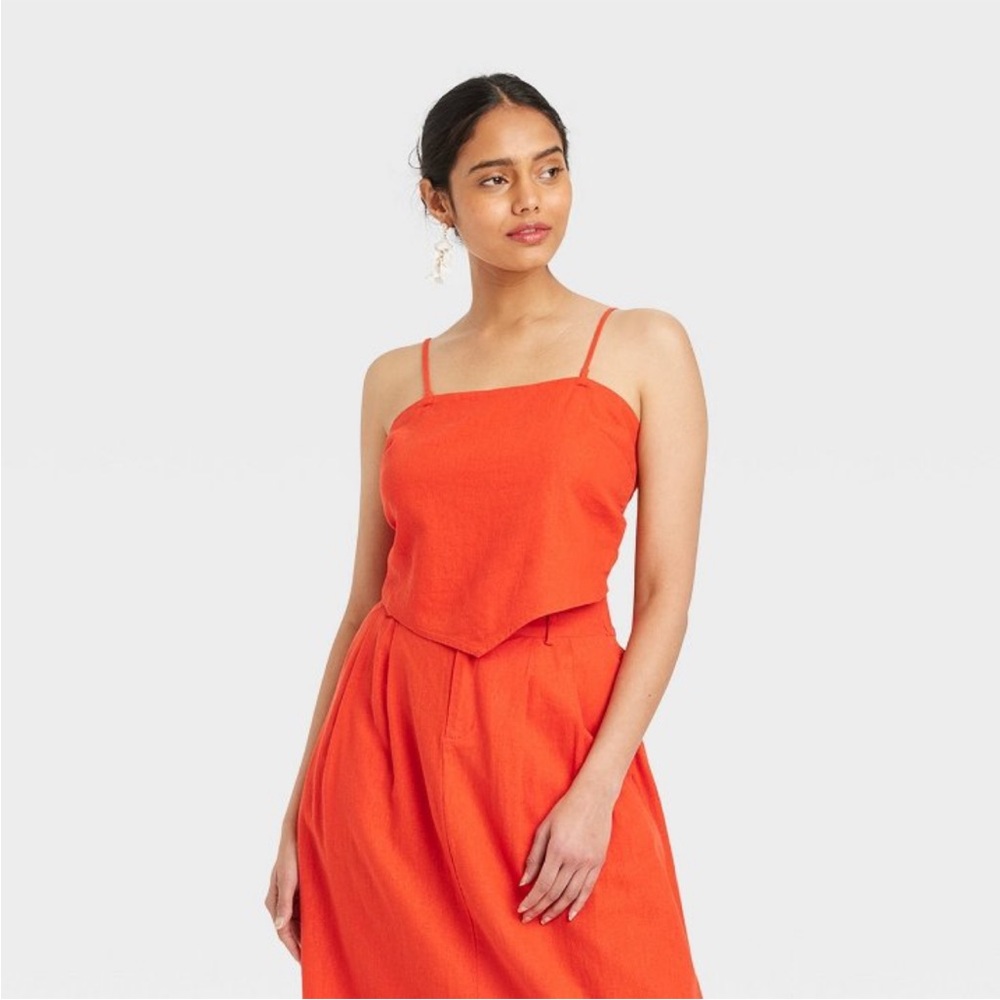 A New Day Linen Tie Back Tank Top